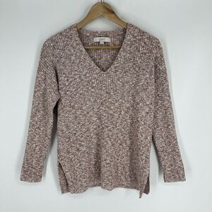 Loft Sweater Size Large Womens Rust Ribbed Knit V Neck Pullover Dolman Sleeve